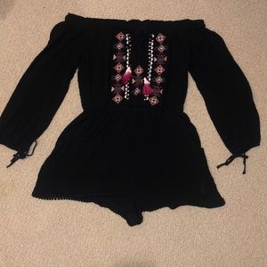 Cute black Romper with tribal pattern detail